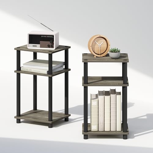 Furinno JUST Set of 2 Toolless 3-Tier Night Stand, French Oak