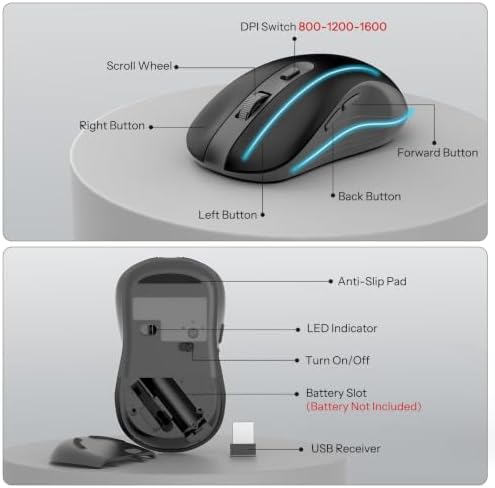 OMOTON Wireless Keyboard and Mouse Combo,2.4G USB Receiver & Phone Holder