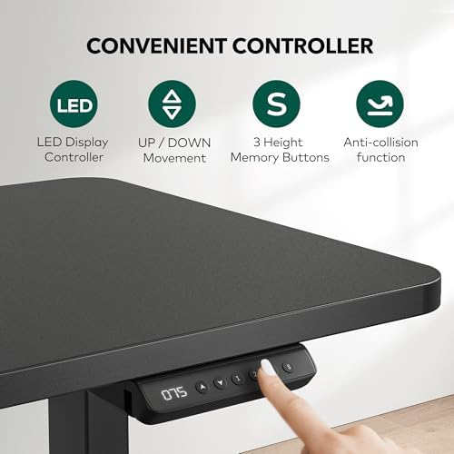 Cubiker L Shaped Standing Desk - 63 x 55 Inch Electric Adjustable Height Corner Standing Desk, Ergonomic Sit Stand Up Table with 3 Memory Buttons, Splice Board for Home Office, Black