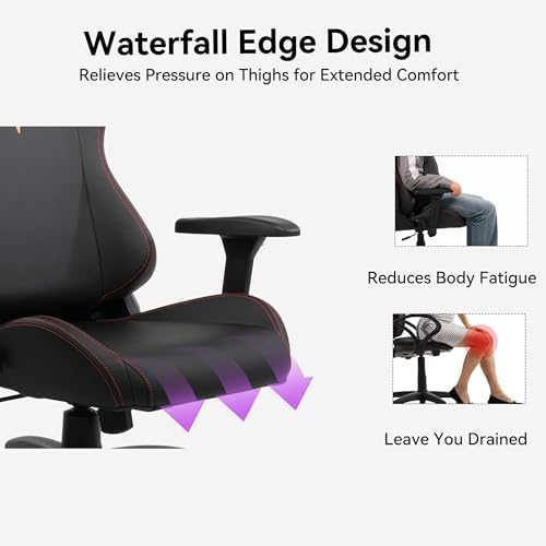 Gaming Chair 4D Adjustable Armrests - 170° Reclining & 320lb Capacity, High Back Ergonomic Computer Chair with Lumbar Support, Headrest & Lumbar Pillow