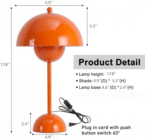 Creative Mid-Century Modern Bud Table Lamp for Home&Office, Pastel Orange
