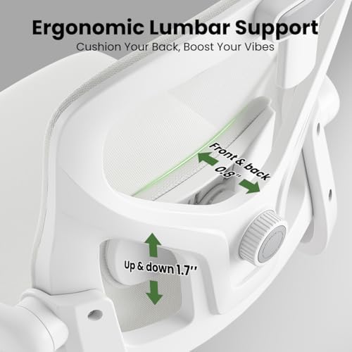 Ergonomic Office Chair, High Back Home Desk Chair with Headrest, 300 LBS Home Mesh Office Desk Chairs with Wheels, Comfortable Gaming Chairs (White)