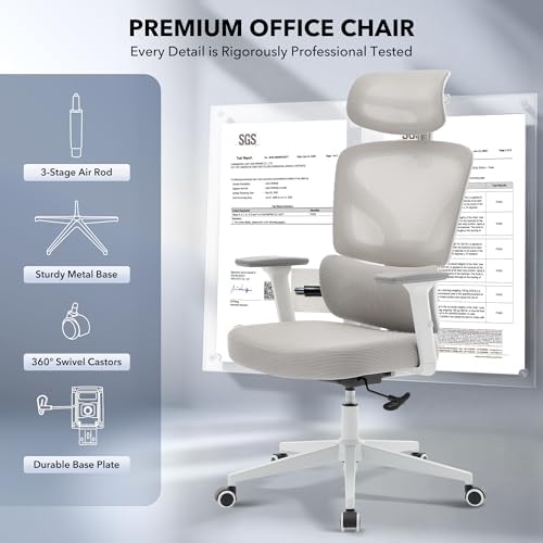 Ergonomic Office Chair Mesh – Adjustable Lumbar 3D Armrests High-Back Desk