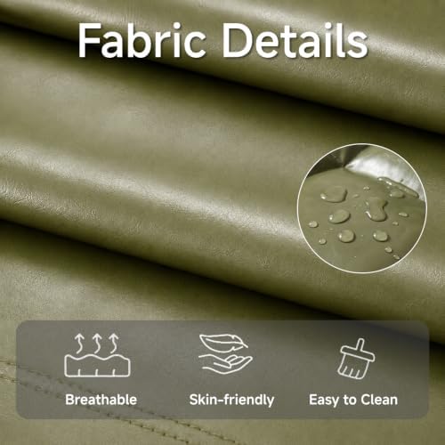 Floor Chair with Back Support, 42-Position Adjustable Gaming Chair for Adults, Faux Leather Floor Lounger, Reading Chairs with Neck Support, Foldable Floor Seat for Sleeping (Green Black)