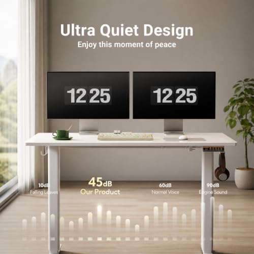 Claiks Glass Standing Desk 40x24 Inch White