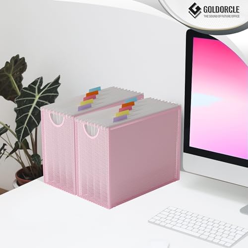 Letter-Size Hanging File Organizer (Pink, with 5 Grey Folders)