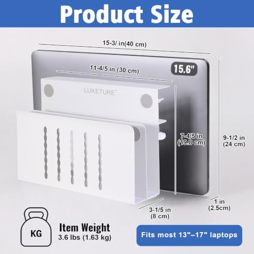 LUKETURE Desk Side Storage, 2 Tier Under Desk Laptop Mount with Pen Slot