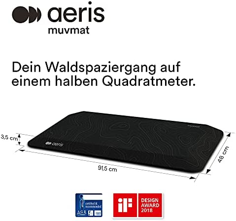 aeris Muvmat - Thick Anti Fatigue Mat for Standing Desks – Premium Kitchen Mat- Ergonomic 2-Zone Standing Desk Mat - Durable Non- Slip Home Office Mat with Topography 2.0 Cover