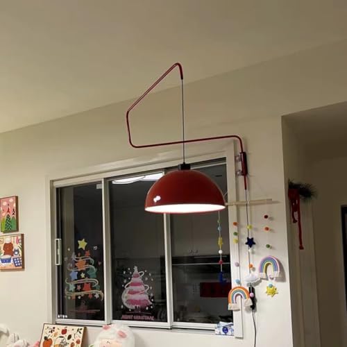 Modern Swing Arm Wall Sconce Plug in Red Wall Lamp Dome Shade