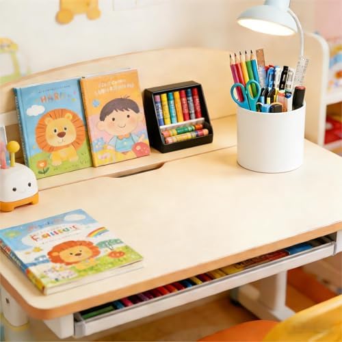 Yieach 360 Rotating Acrylic White Pen Holders and Pencil Cups for Desk,Small Cute Desk Organizers Accessories and Makeup Brush Holder,Spinning Pencil Caddy School Supplies Organizer for Teacher,1PCS