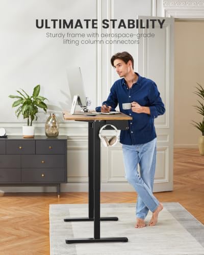 ErGear Electric Standing Desk with Keyboard Tray, 44x24, Vintage Brown