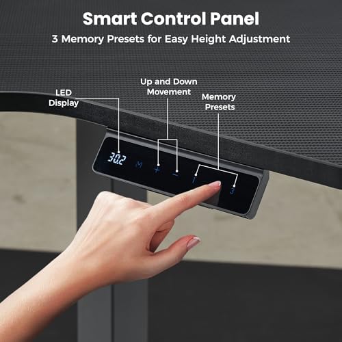 EUREKA ERGONOMIC 55 Inch L Shaped Electric Standing Desk, Height Adjustable Computer Gaming Desk with Keyboard Tray, Mouse Pad, Home Office Work,Carbon Fiber Black, Left Side