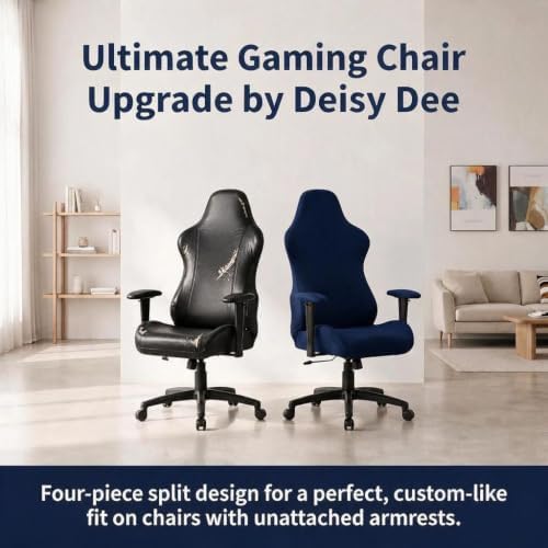 Deisy Dee Gaming Chair Cover, 4-Piece Stretch Computer Chair Slipcover with Armrest Cover, Universal Polyester Spandex Washable Chair Protector for Racing Office Reclining Chair