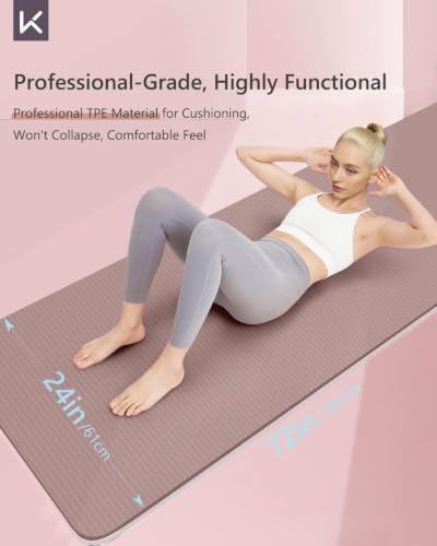 KEEP 72" x 24" Yoga Mat, 7mm Thick Non Slip TPE Mat