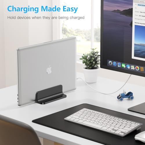 OMOTON Vertical Laptop Stand, Adjustable Dock for MacBook, Black & Black