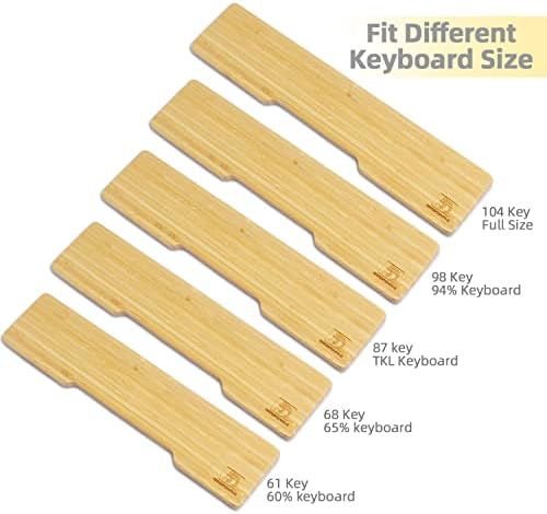 Bamboo Keyboard Wrist Rest for Computer Keyboard, Ergonomic Mechanical Keyboard Wrist Rest, Hard Wrist Rest for Pain Relief, Anti-Slip Keyboard Rest Pad for Laptop/PC Gaming/Mac (68-Key)