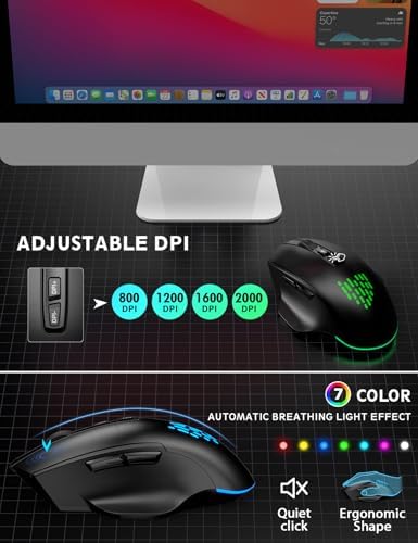 SABLUTE Wireless Keyboard and Mouse Combo, Large Print Backlit Scissor Keys