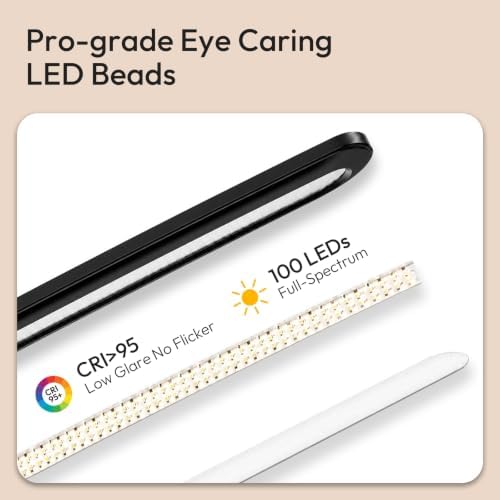 LED Desk Lamp for Home Office,Eye-Caring 9W Touch Desk Light, Black