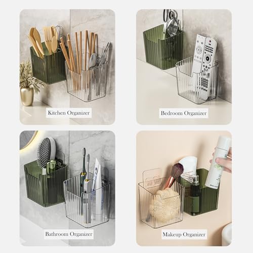 Lae Nuvole Clear Adhesive Wall Organizer Bins, Cabinet Door Storage, 4 Pack