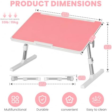 Adjustable Lap Desk, Foldable Laptop Desk for Bed, X-Large Lap Table