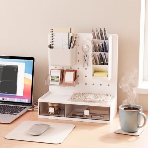 Comix Desk Organizer with Drawers, for Office Dorm Home, White