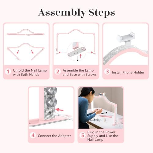 Yokilly Arc Half Moon Light: 34" Shadow-Free Large Nail Light for Desk