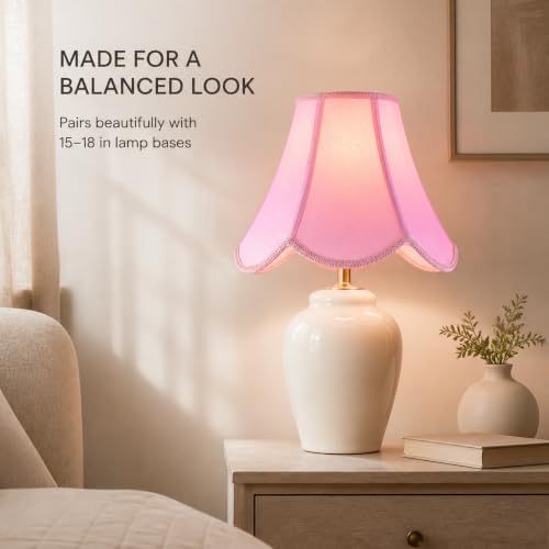 GO&SO Lamp Shades 1Pc,6" x 13" x 10.6",Scalloped Lamp Shade,Pink Petals