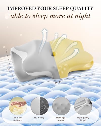 Cervical Pillow for Neck Pain, Ergonomic Memory Foam Contour Pillow