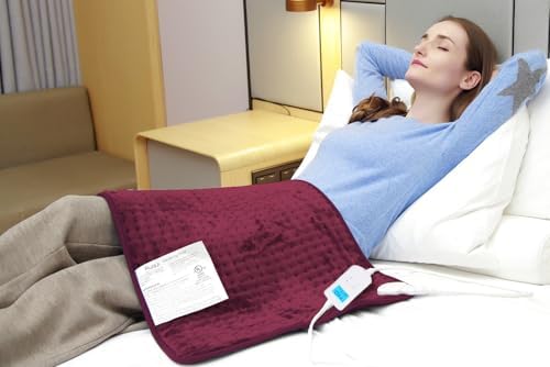 Ruqiji 17''x33'' XXXL King Size Heating Pad with 10 Temperature Settings, Pain Relief for Back/Neck/Shoulders/Menstrual Pain/Leg Cramp(Red)