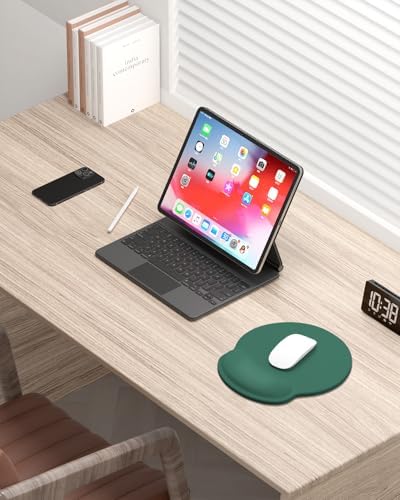 Auhoahsil Mouse Pad, Ergonomic Mouse Pad with Wrist Rest, Pain Relief Computer Gel Mouse Pad Wrist Support for Laptop, Mousepad with Non-Slip PU Base, Mouse Pads for Desk, Dark Green