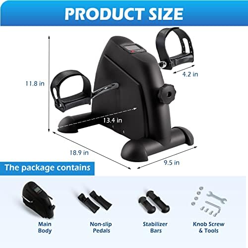 TABEKE Under Desk Bike Pedal Exerciser - Mini Exercise Bike for Arm/Leg Exercise, Pedal Exerciser for Seniors with LCD Display 26514