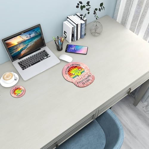 Ergonomic Mouse Pad with Wrist Support Rest,Large Mousepad Gel Wrist Rest, with Coaster Non-Slip & Pain Relief for Computer, Desk, Home&Office-Glitter Dumpster Fire