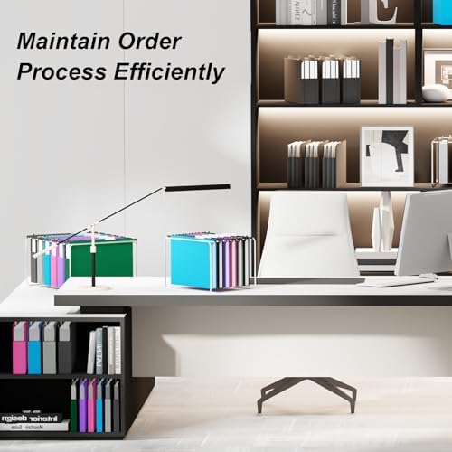Ansook Extra Capacity Plastic Hanging File Folders Letter Size,Heavy Duty 2" Expanding Accordian Pocket with Black Insert Gasket, Filing Cabinet Folders,6 Pack Colored File Hanging Folders Organizer