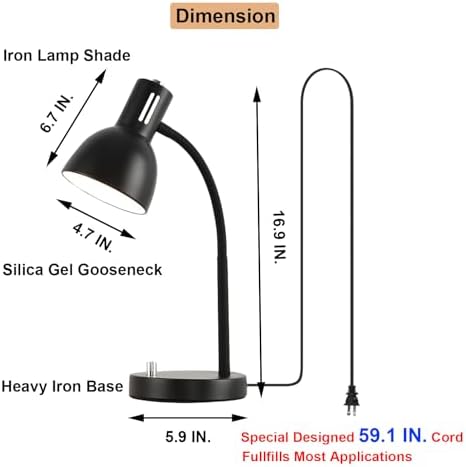 AFORTLO LED Desk Lamp,3 Color Temperature Changeable Table Lamp,Flexible Gooseneck Eye-Caring Book Reading Light for Home Office, Study, Nightlight with Bulb (Matte Black)