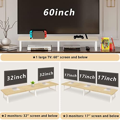 TEAMIX 42 inch Large Dual Monitor Riser, Desk Organizer Stand for TV Laptop