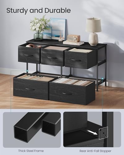 SONGMICS Dresser for Bedroom, Wide Dresser with 5 Fabric Drawers