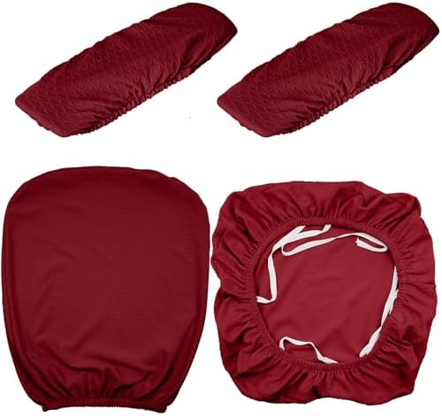 Tallew 4 Pcs Office Chair Covers Set Computer Armrest Slipcover Seat, Red