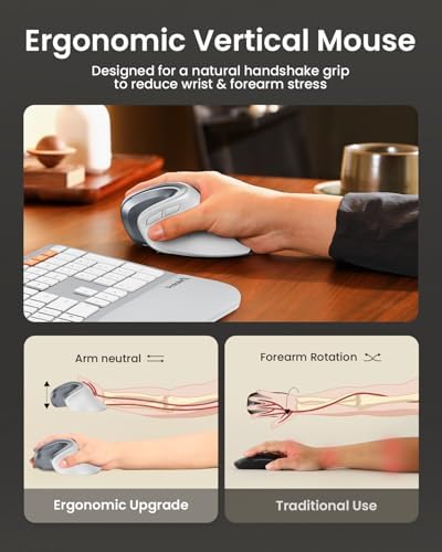 ProtoArc EM11 NL Wireless Ergonomic Vertical Mouse, White