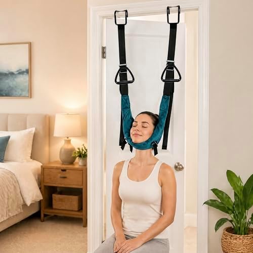 Cervical Neck Traction Device Over Door for Decompression Home Physical Therapy, Suitable for Family and Close Friends.
