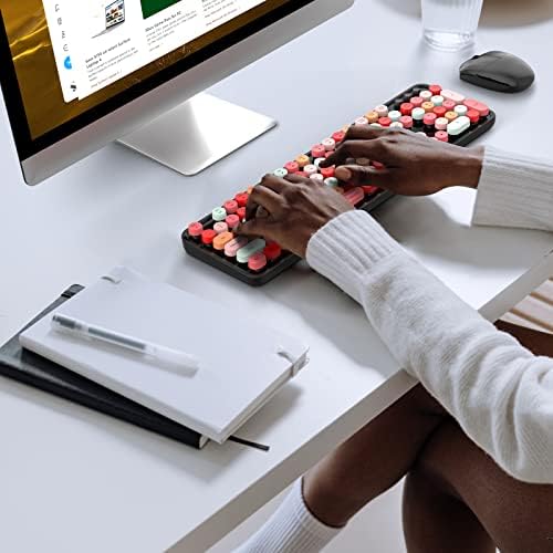 MOFII Wireless Keyboard and Mouse Combo, 2.4GHz Retro Full Size Typewriter Keyboard with Number Pad & Wireless Mouse for Laptop, PC, Desktop, Mac, Windows - Black Colorful