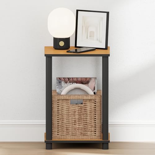 Furinno Turn-N-Tube Toolless 2-Tier Open Shelf Night Stand, Light Cherry