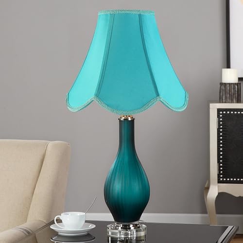 GO&SO Lamp Shades 1Pc,6" x 13" x 10.6",Scalloped Lamp Shade,Teal Petals