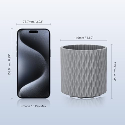 Pencil Holder - 360° Rotation, 5 Slot Desk Supplies For Women Office Aesthetic. Pencil Holder For Office&School, Desk Accessories(Grey)