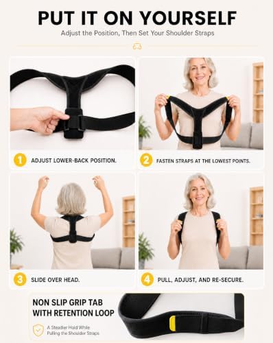 Seniors Women's Shoulder Posture Corrector, Upper Back Brace for Home Use