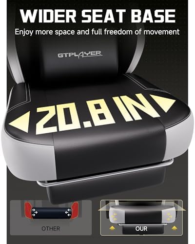 GTPLAYER Big & Tall Gaming Chair, Wide Seat with Footrest, Jet Black
