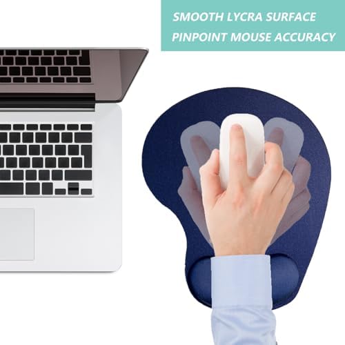 Mouse Pad with Wrist Support, Ergonomic Mouse Pads with Memory Foam Wrist Rest, Easy Typing Pain Relief, Comfortable Home Office Computer Wrist Support Pads for Working Studying Gaming, Navy Blue
