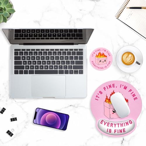 ITNRSIIET Ergonomic Mouse Pad with Wrist Support Wrist Rest Smooth Surface Non-Slip Rubber Base Comfortable Office Supplies Pain Relief, 9.8 x 9.1 inches, Pretty Dumpster