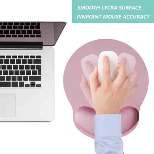 Mouse Pad with Wrist Support, Ergonomic Mouse Pad with Memory Foam Wrist Rest Cushion, Non-Slip Rubber Base Gaming Mice Pad for Home Office Computer Laptop, Pink
