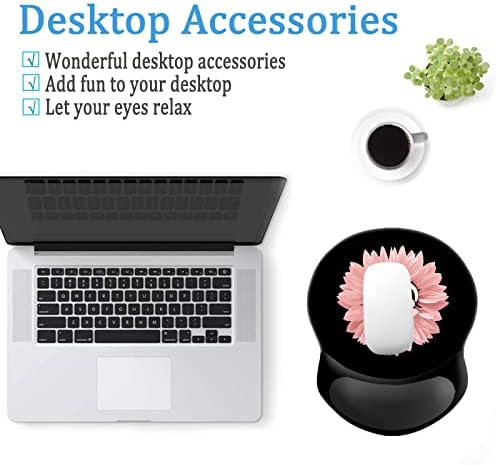 Ergonomic Mouse Pad with Wrist Support, Pain Relief Comfort Wrist Rest Pad with Non-Slip PU Base for Gaming, Home, Office & Travel (Dog Paw Print Pink Flowers)