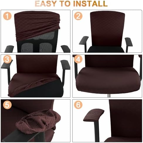 Tallew 4 Pcs Office Chair Covers Stretch Seat Armrest, Dark Brown